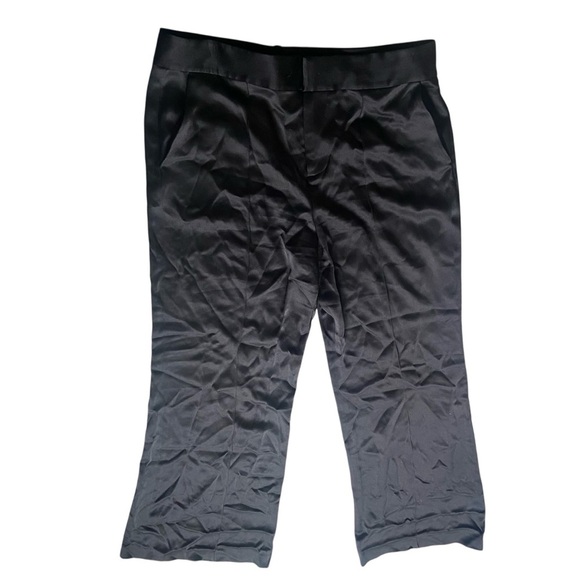 Alice + Olivia Dylan Wide Leg Pant in Black Sz 14 NEW Black Satin - Picture 4 of 4
